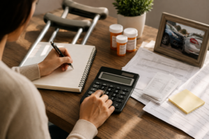 Lost wages after accident with medical bills, receipts, and financial records